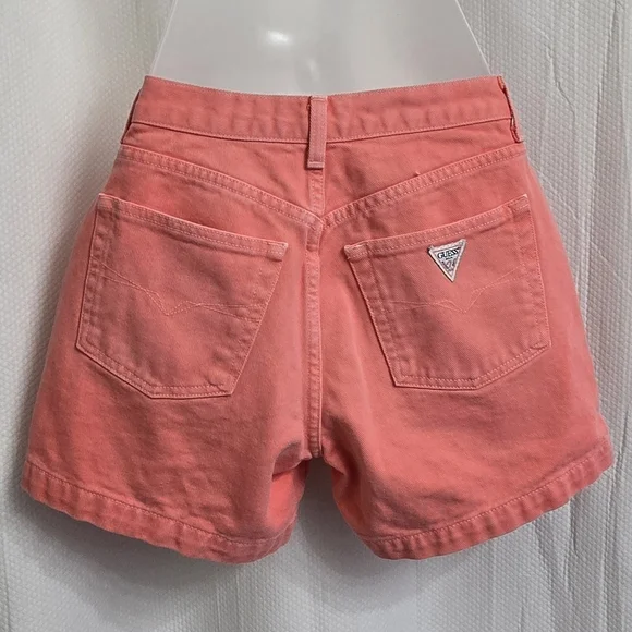 🖤 Guess Pink High-Waisted Jean Shorts Retro Style - Picture 4 of 7